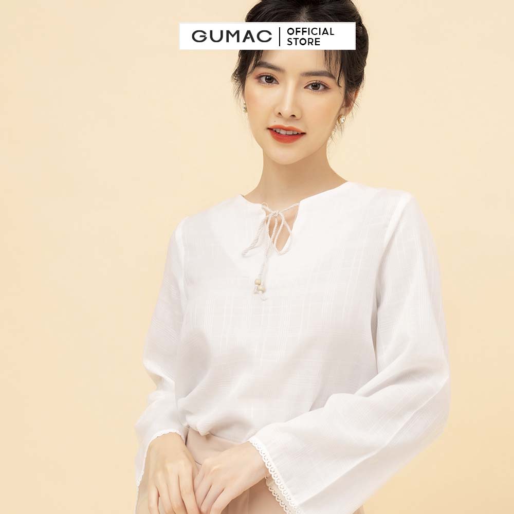 Áo sơ mi nữ buộc dây tay loe GUMAC AB739 | BigBuy360 - bigbuy360.vn