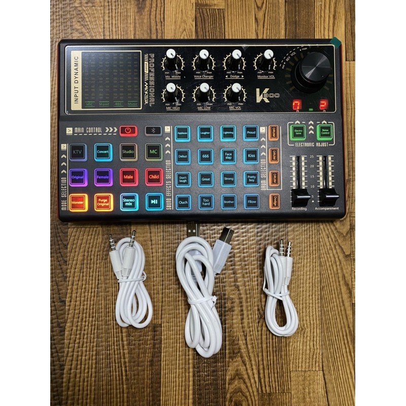 Combo mic livestream karaoke Aqta ALC290 và sound card K300 có bluetooth Auto-tune đi kèm chân màng tai nghe