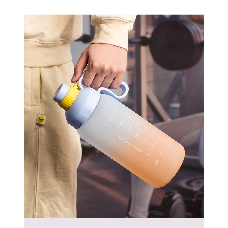 Bình Nước Thể Thao Tập Gym BN/07, Bình Đựng Nước Giữ Nhiệt Nóng Lạnh 1.8 Lít Tập Thể Dục Có Vạch Báo Giờ Uống Nước Cute
