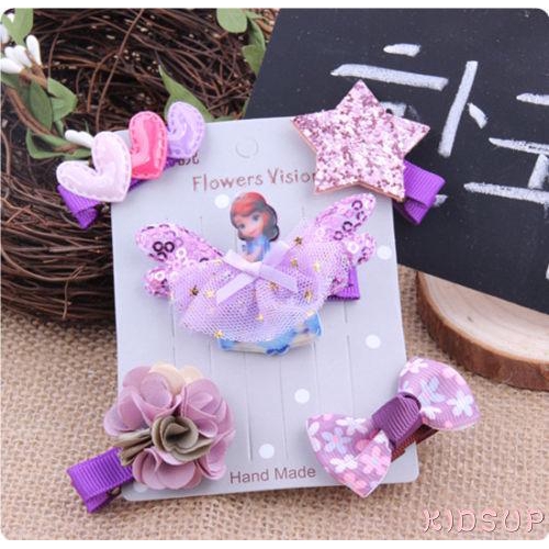 Set 5 kẹp tóc nơ mini dễ thương cho bé gái