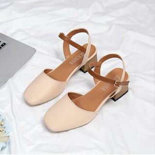 Sandal bít mũi gót vuông cao cấp
