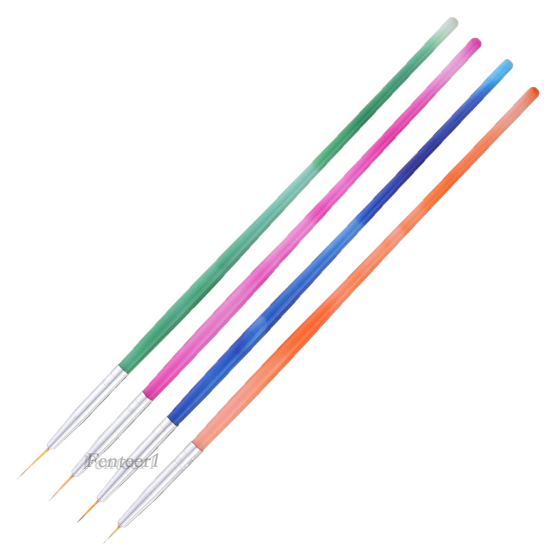 [Fenteer1] 4 Cọ Vẽ Móng Tay Nghệ Thuật Bằng Lông Nylon Pha Trộn Chi Tiết Ngắn