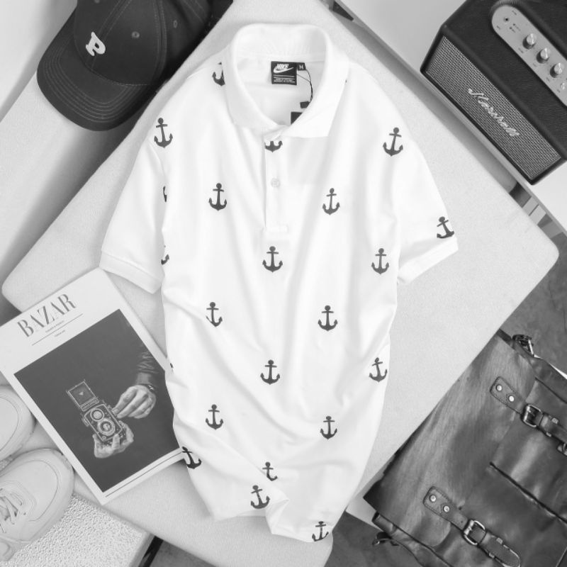 Áo Thun Nam Cổ trụ Mỏ Neo Nhí Hàng Cao Cấp, Áo Phông Nam Tay Ngắn Thể Thao Chất Cotton Co Giãn 4 Chiều Thoải Mái