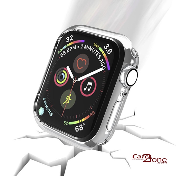 Ốp Apple Watch dẻo viền, chống sốc, chống trầy, trong suốt, full series - Cafe2fone