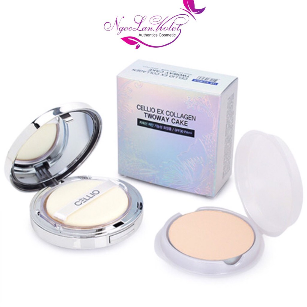 [Cam Kết Chính Hãng] Phấn phủ siêu mịn chống nắng Cellio Ex Collagen twoway cake SPF 30 – Hàn Quốc - TẶNG KÈM 1 LÕI