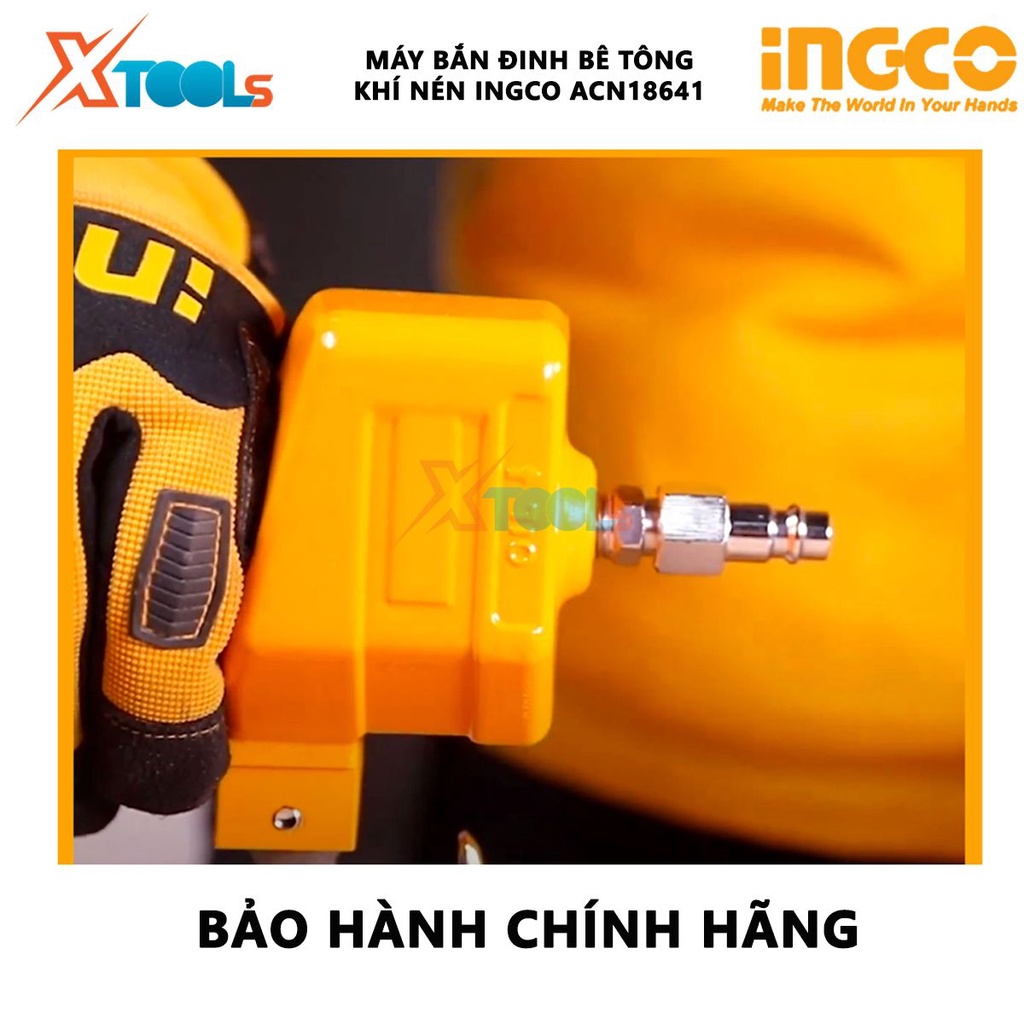 Máy bắn đinh bê tông INGCO ACN18641 | Súng bắn đinh hơi Khả năng chứa đinh 70 pcs, Chiều dài đinh 18-64mm  gắn đinh tườn