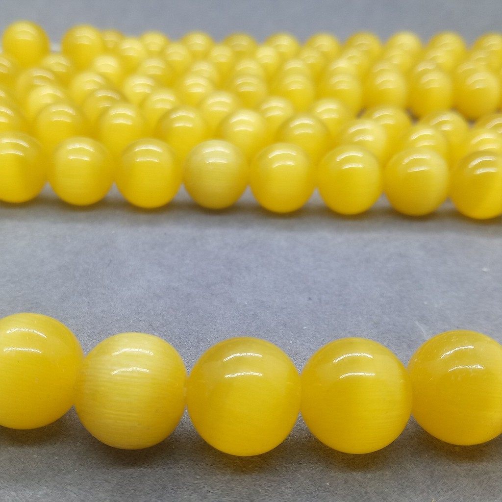 Hạt mắt mèo màu vàng 4-12mm Dây tự nhiên Opal lỏng lẻo DIY để làm vòng tay