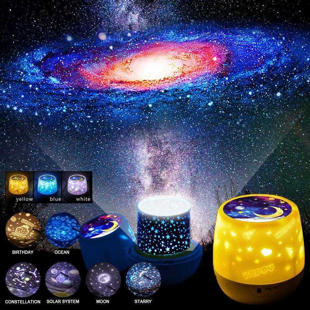 Đèn chiếu LED dạng xoay hiệu ứng sao vũ trụ cho phòng ngủ trẻ em