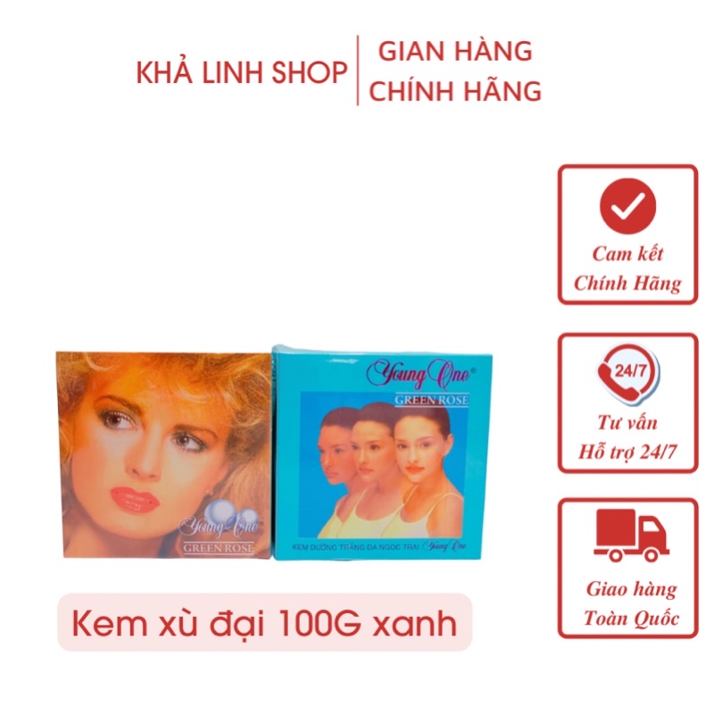 01 kem dưỡng thể trắng da young one Greenrose xù xanh 100g