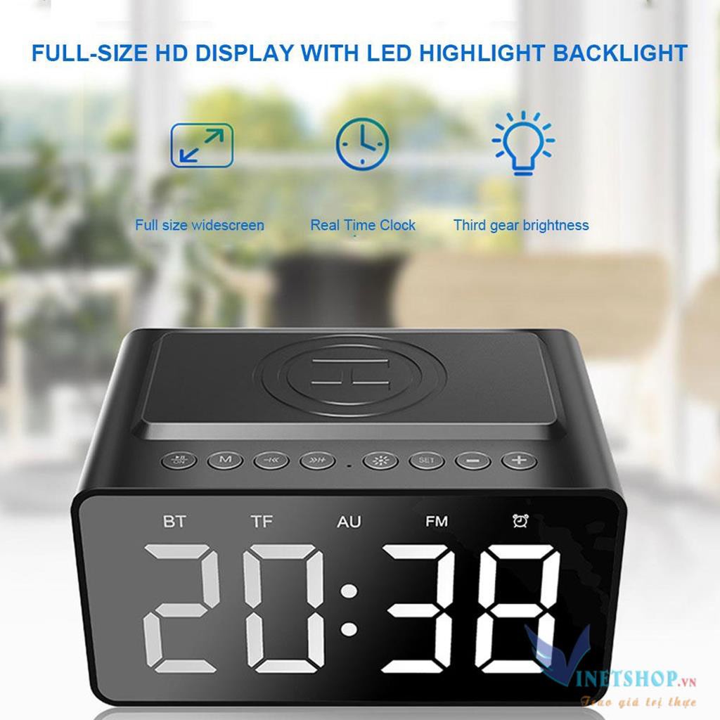 Loa Bluetooth kiêm Đồng Hồ Báo Thức Để Bàn Siêu Hay,Siêu trầm ,Bass sâu, Loa kép độc đáo AEC - BT508 -dc3699