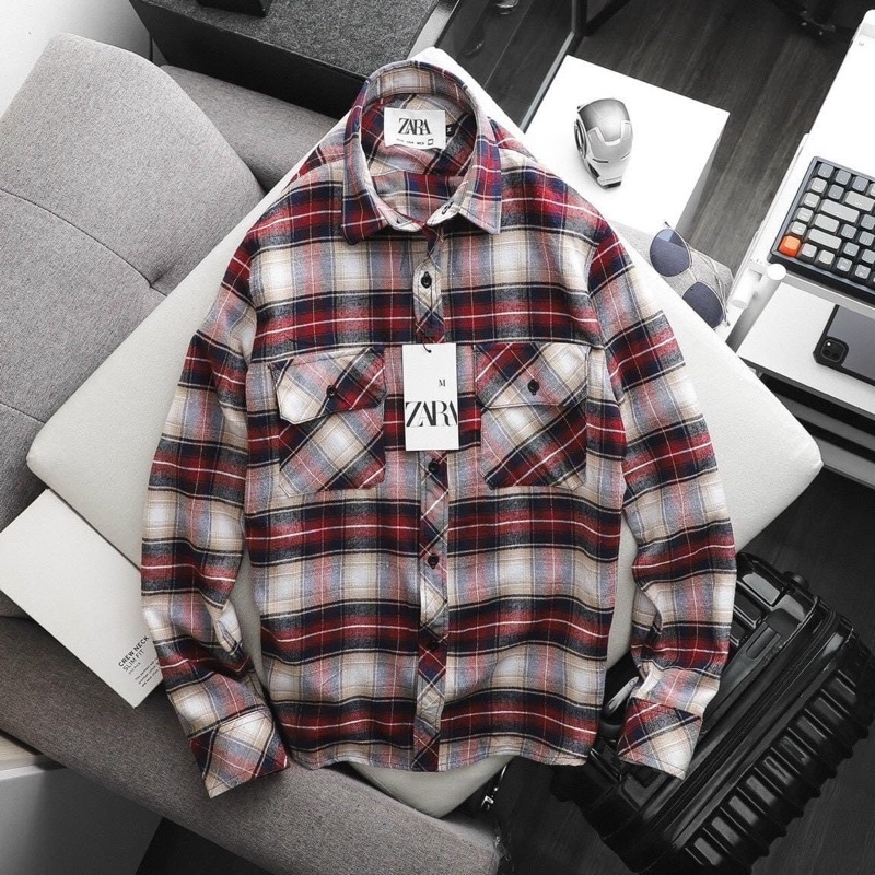 VNXK - Áo Sơ mi caro vải flannel nhiều màu - Sơ mi dạ kẻ sọc khoác ngoài - Shop LASTORE