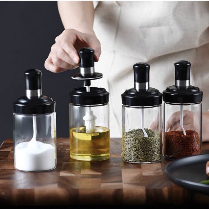 Hũ đựng gia vị lọ đựng gia vị thủy tinh 250ml kèm muỗng