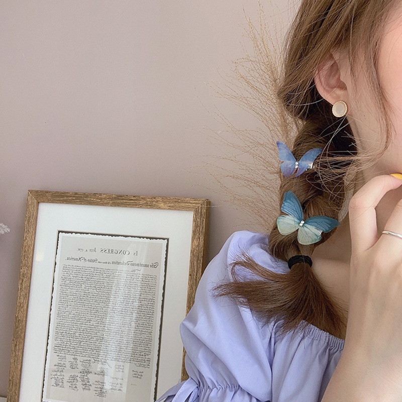 Bộ 5 kẹp tóc hình bướm ba chiều đính đá giả kim cương HAIMEIKANG dành cho bé gái công chúa ngọt ngào