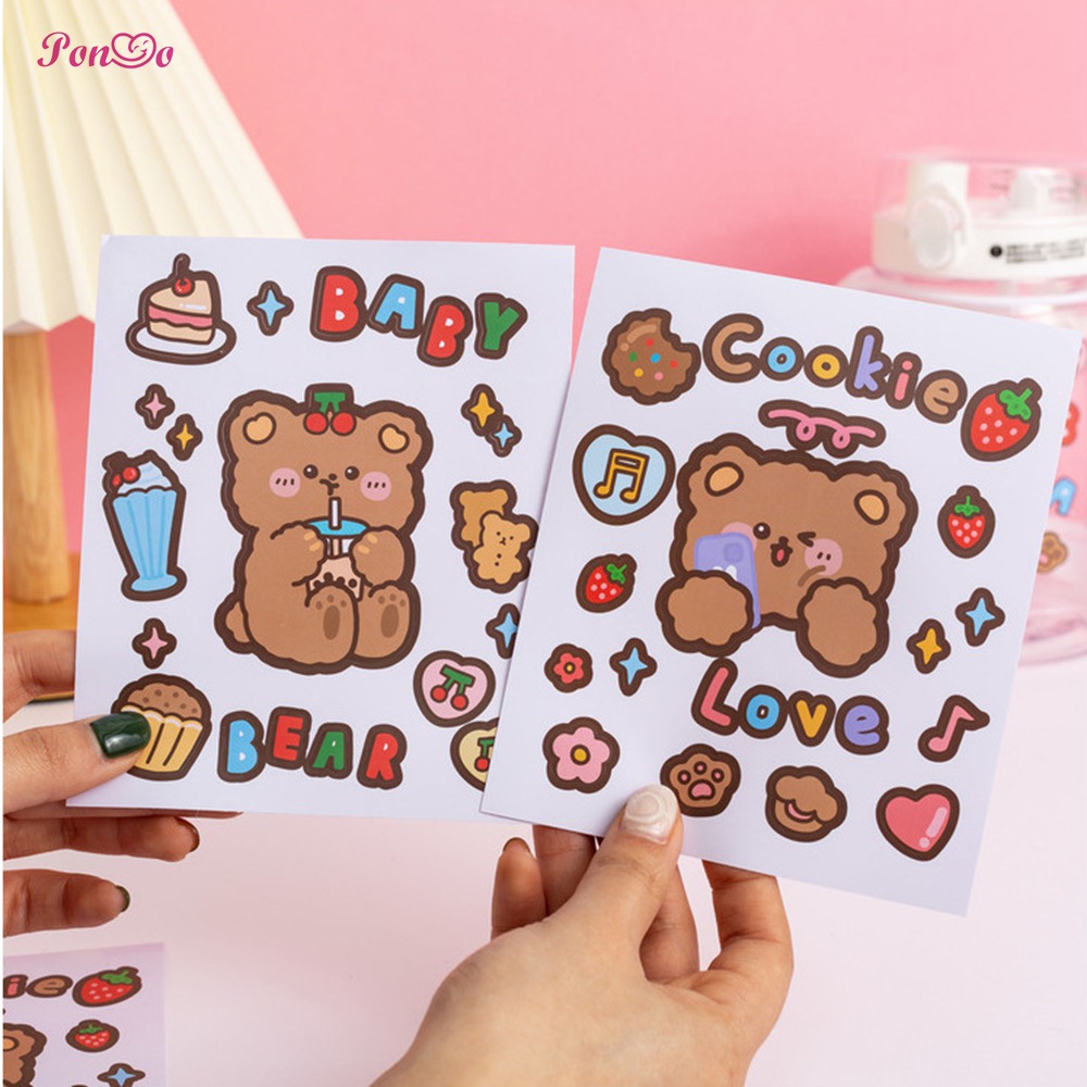 1 Sticker Dán Trang Trí Hình Gấu Xinh Xắn