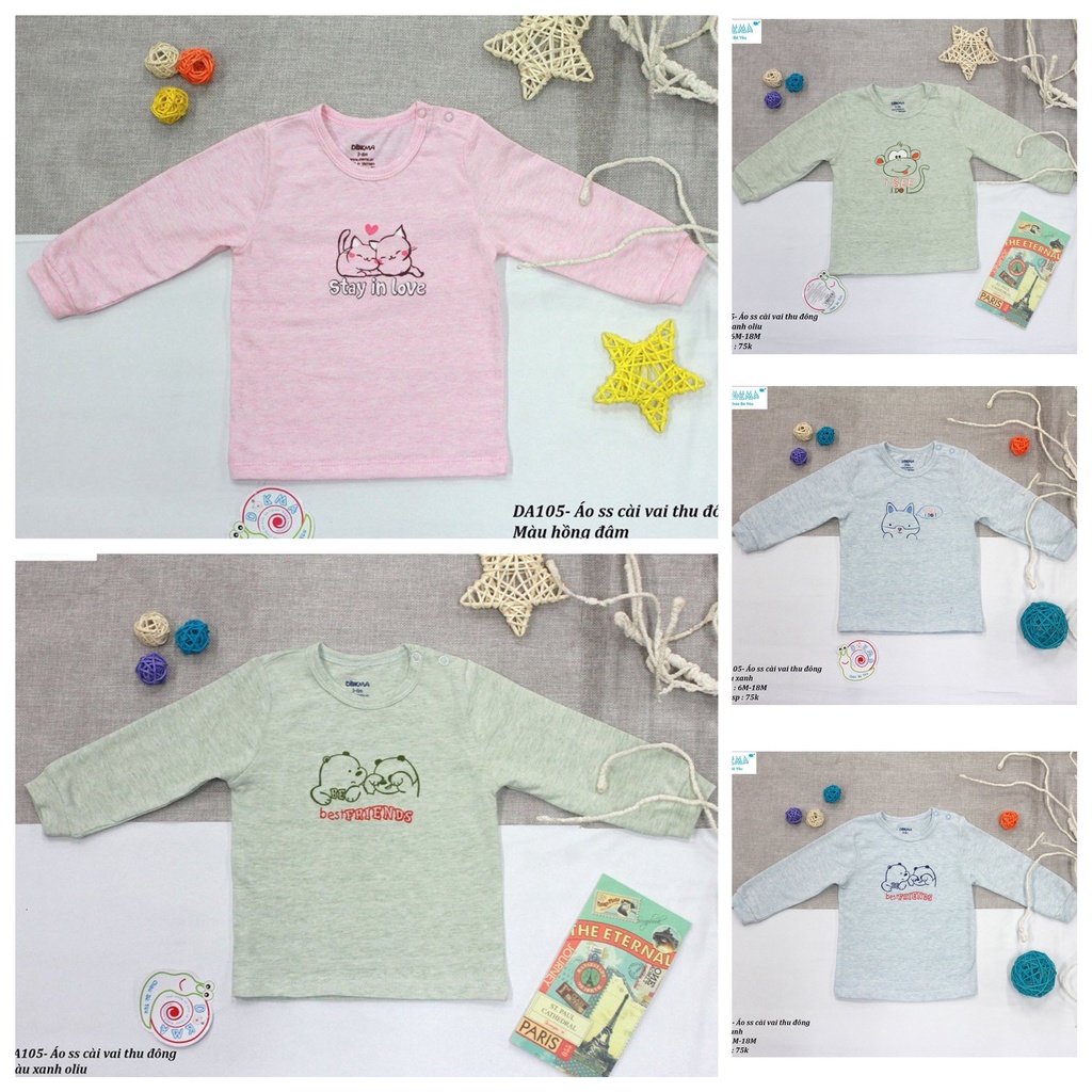 Dokma - Áo dài tay cài vai giữ nhiệt (6-18m) DA105