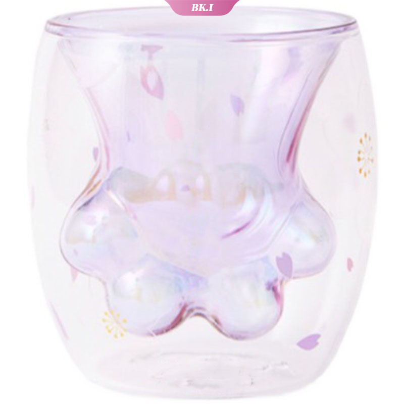 Cốc Nước Thủy Tinh Hình Bàn Chân Mèo Họa Tiết Ngôi Sao Dễ Thương