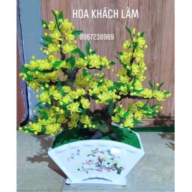 Set vật liệu làm hoa mai đào đón Tết,gốc bonsai Phu thê 2 nhánh,hoa Handmade trang trí nhà cửa đón tết