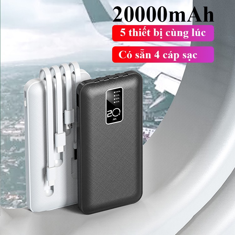 Pin Sạc Dự Phòng Avo-Hero chính hãng CÓ SẴN 4 CÁP , 20000mah sạc dự phòng tối đa 5 thiết bị 1 đổi