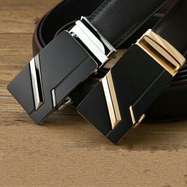 Thắt lưng nam [FREESHIP TỪ 50K]Thắt Lưng Da Nam Khóa Tự Động Cao Cấp Dây Nịt Nam Da Bò Thật 100% Mạ Vàng Bạc TLN190