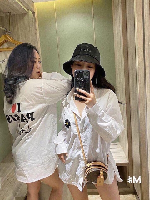 Áo sơ mi thụng túi ngực tim pari
