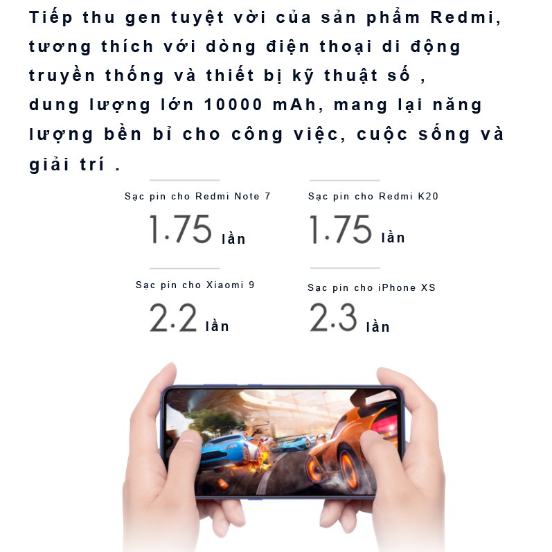 Pin Sạc dự phòng 20000mAh Xiaomi Xạc Dự Phòng Xiaomi Redmi 10000mAh 20000mAh Sạc nhanh Fast Charge Power Bank chính hãng