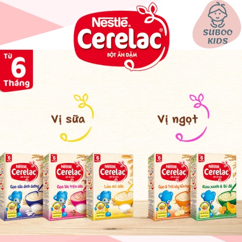 Bột Ăn Dặm Nestle Cerelac Mẫu Mới Đủ Vị Hộp 200g cho bé date 2022