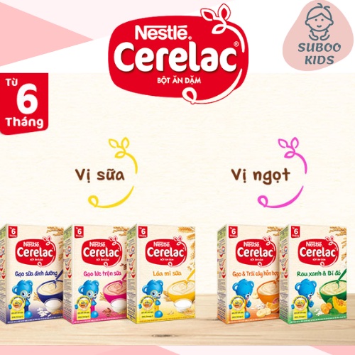 [HÀNG CHÍNH HÃNG] Bột Ăn Dặm Nestle Cerelac Mẫu Mới Đủ Vị Hộp 200g cho bé date 2022