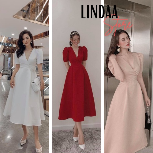 ĐẦM DỰ TIỆC ĐẮP CHÉO VẢI TAFFTA MỊN