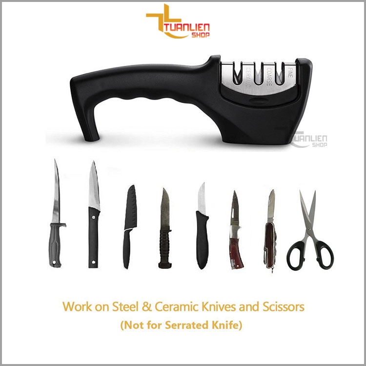 Dụng cụ máy đá mài dao kéo 3 cấp độ TUANLIENSHOP, mài dao nhanh bén tiện dụng