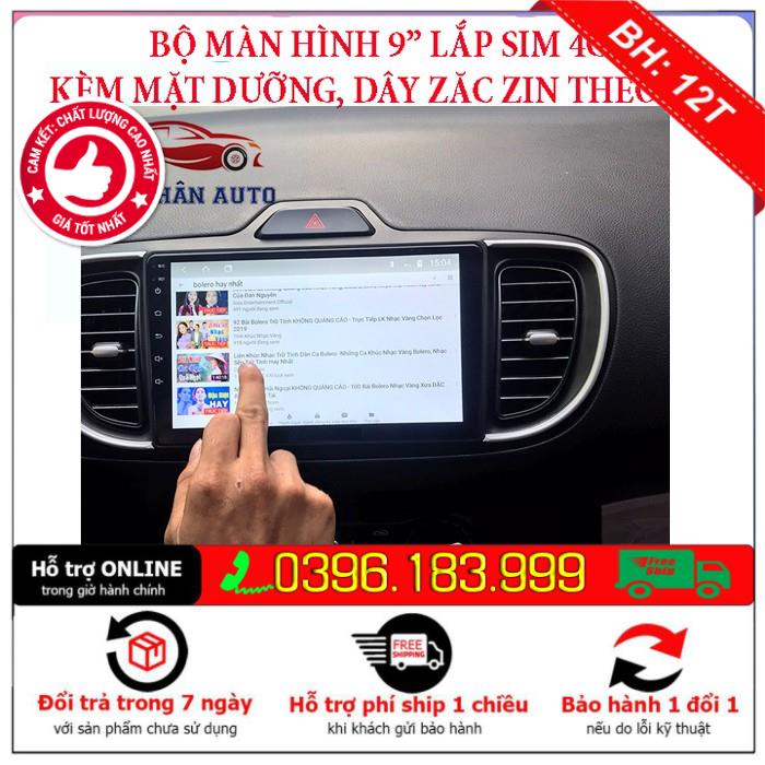 Màn hình DVD ô tô, màn hình lắp sim 4G cho xe KIA SOLUTO, RAM 2G ROM 32G, IPS chống chói, kính cường lực 2.5D