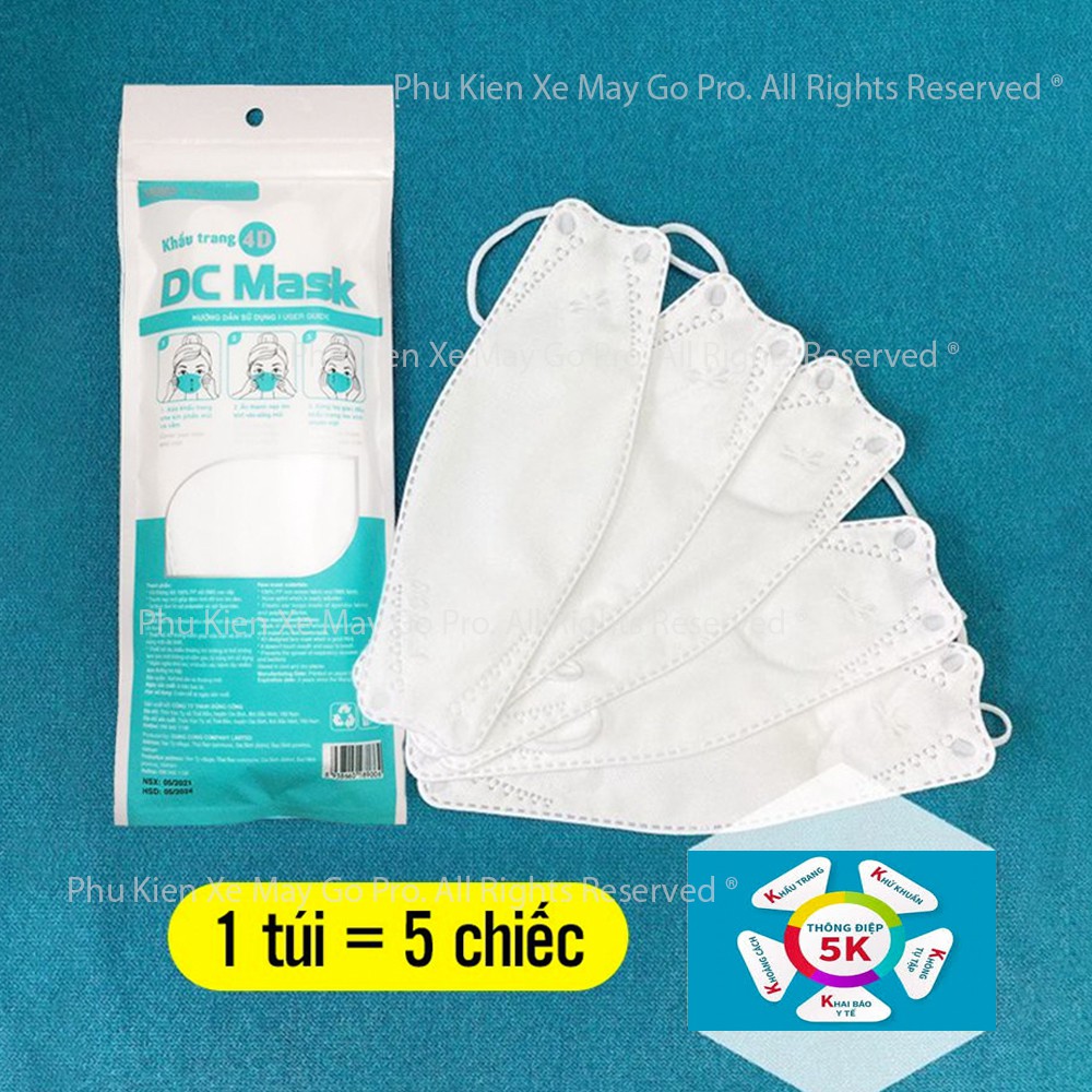 [CHÍNH HÃNG] Túi 05 Khẩu Trang 4D DC Mask Kháng Khuẩn 4 Lớp
