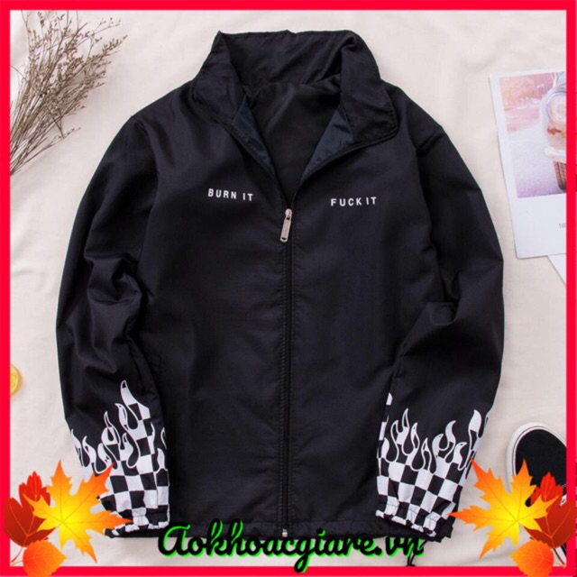 Áo khoác dù nam nữ ko nón phối tay caro lửa fuuckit có size lớn kèm ảnh thật | BigBuy360 - bigbuy360.vn