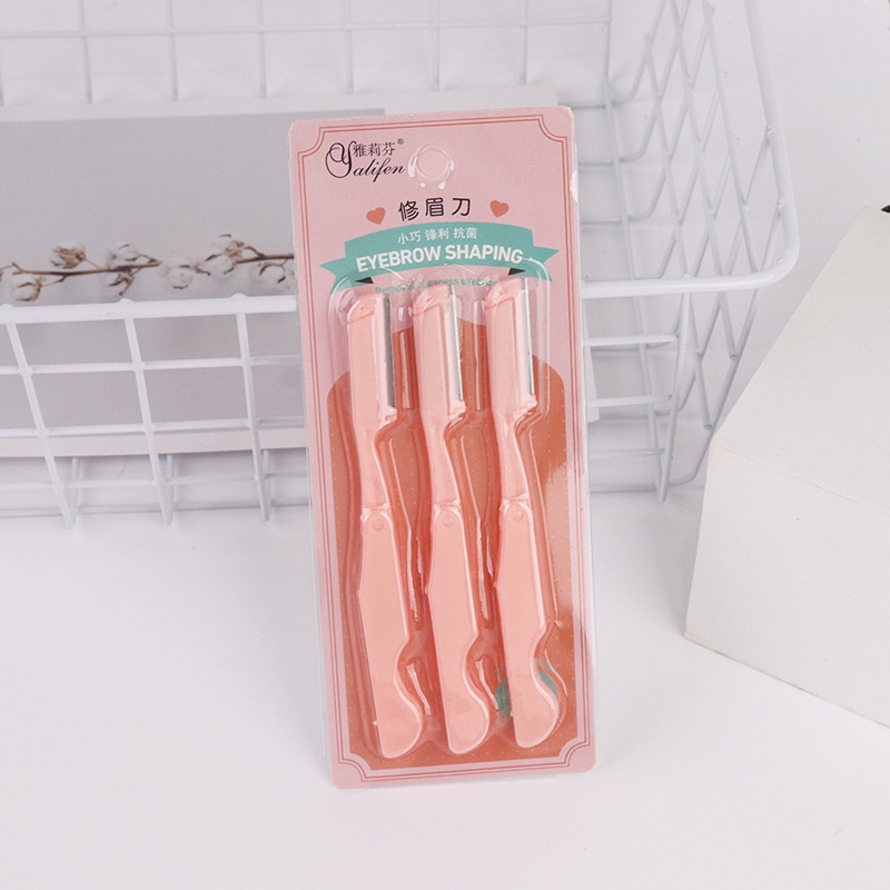 Bộ 3 dao cạo lông mày đa năng bằng thép không gỉ gấp gọn được tiện lợi