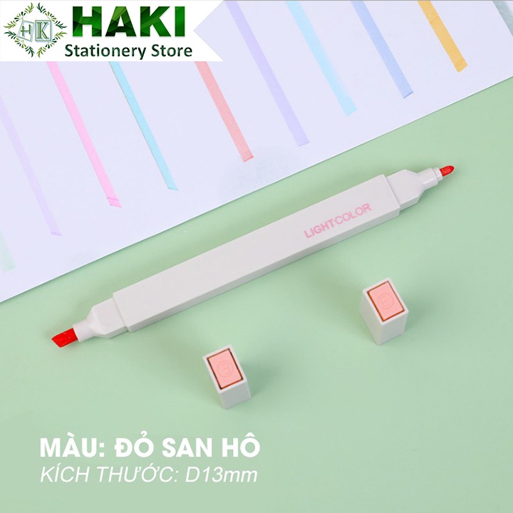 Bút dạ hai đầu màu Morandi màu xinh xắn tiện dụng, bút đánh dấu bút nhớ LIGHTCOLOR Bút Highlighter HAKI B08