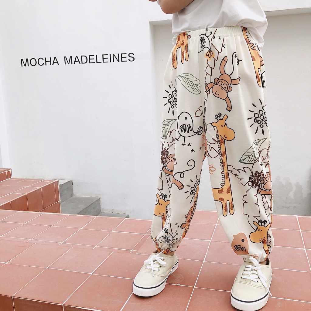 Quần Thể Thao Ống Rộng Thoáng Khí In Họa Tiết Hoạt Hình Cho Bé