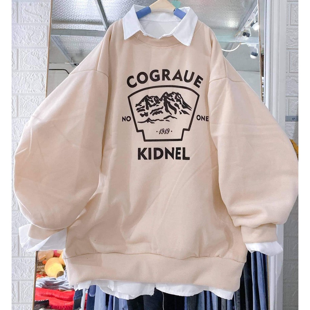 Áo khoác Sweater Form Rộng Unisex Tay Bồng Nam Nữ CORRAGE Pinkgenz