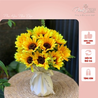 Bình hoa giả hướng dương lụa để bàn đẹp PKND FLOWERS & DECOR thumbnail