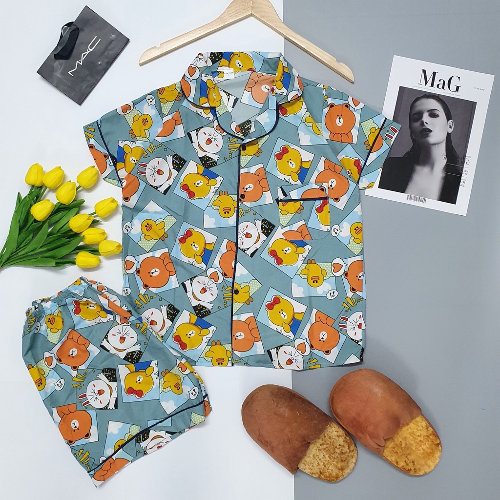 Đồ bộ nữ CARY,bộ pijama kate lụa tay cộc quần dài chất mát cho mùa hè | BigBuy360 - bigbuy360.vn