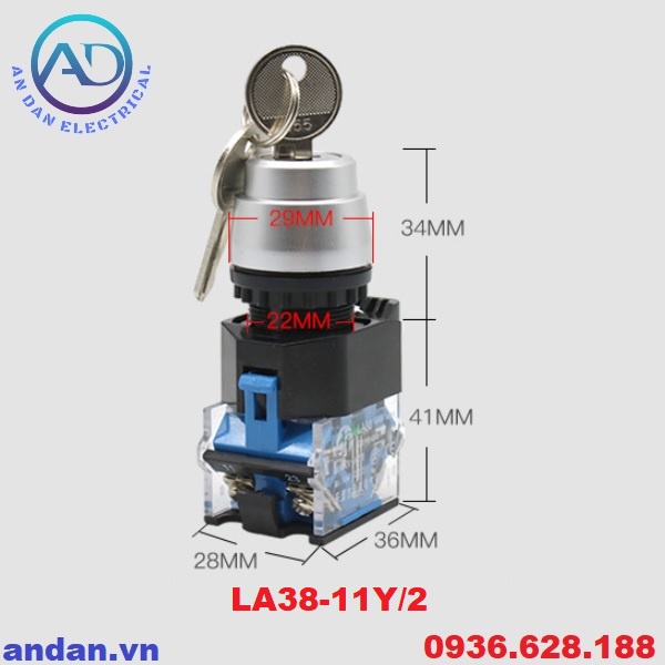 Công Tắc Xoay 2 Vị Trí LA38-11Y/2 – 3 Vị Trí LA38-11Y/3 phi 22mm LA38