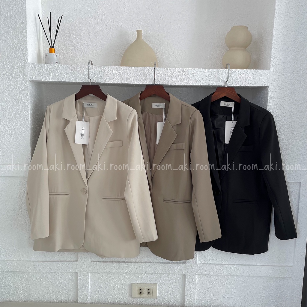 Áo blazer hai lớp túi ngang giả hai cúc có đệm vai 263