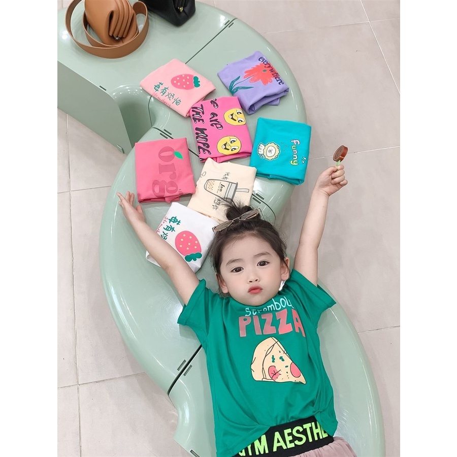 Áo Thun Cotton Tay Ngắn Nhiều Màu Sắc Phong Cách Phương Tây Thời Trang Mùa Hè Dành Cho Bé Gái 0601