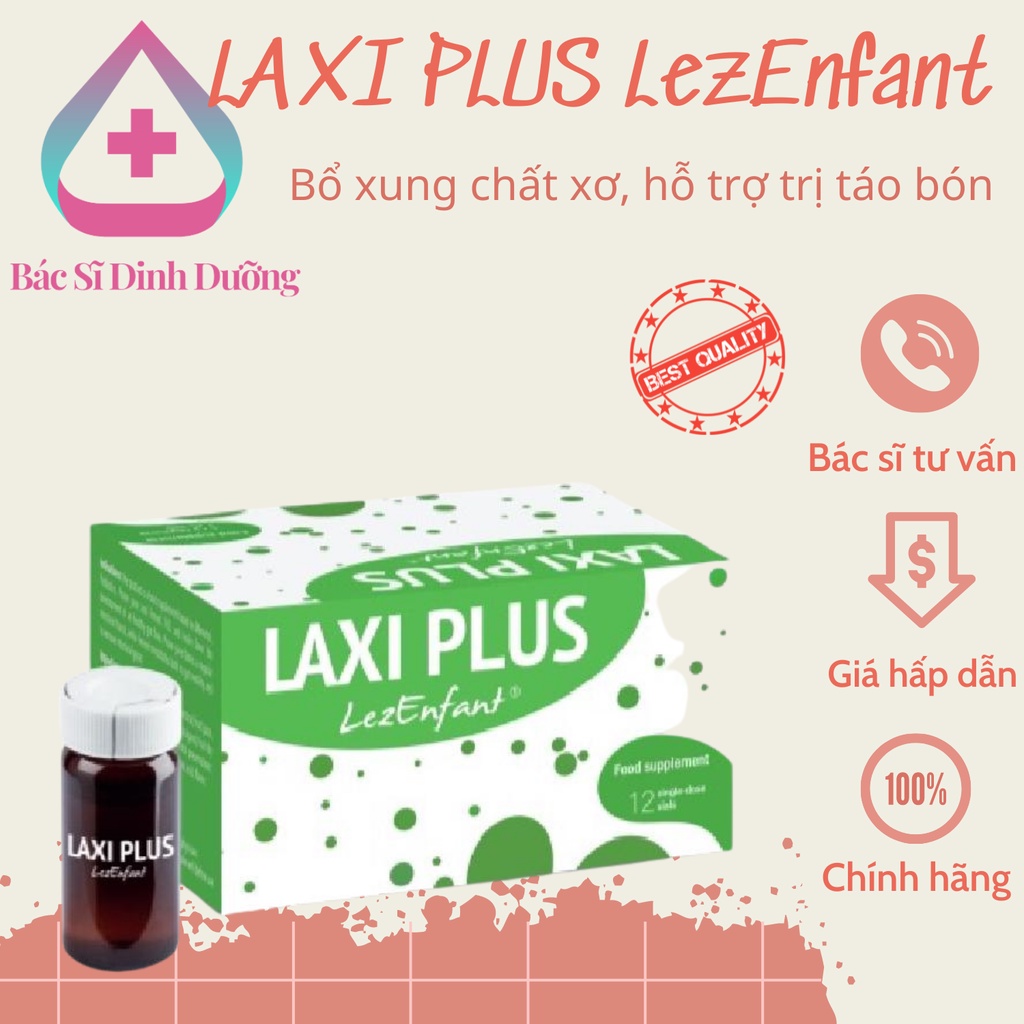 LAXI PLUS LezEnfant _ Bổ xung chất xơ, hỗ trợ trị táo bón _ Hộp 12 lọ x 10ml