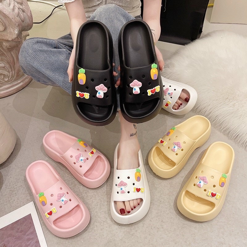 Dép gắn sticker độn đế CÂY NẤM