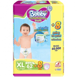 Tã quần bobby jumbo xl62 + tặng 8 miếng