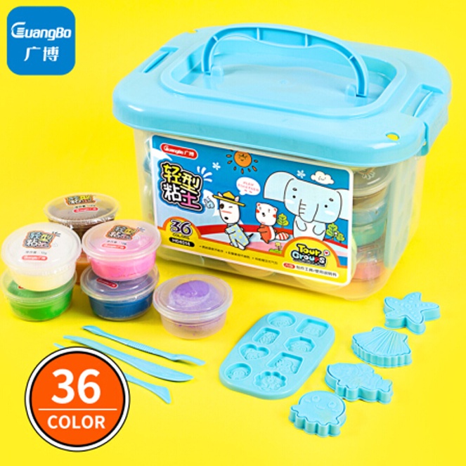 Bộ đất nặn nhẹ tự khô Softclay tạo hình GuangBo 12/24/36 màu nguyên liệu butter slime - an toàn, kèm khuôn 04012/13/14