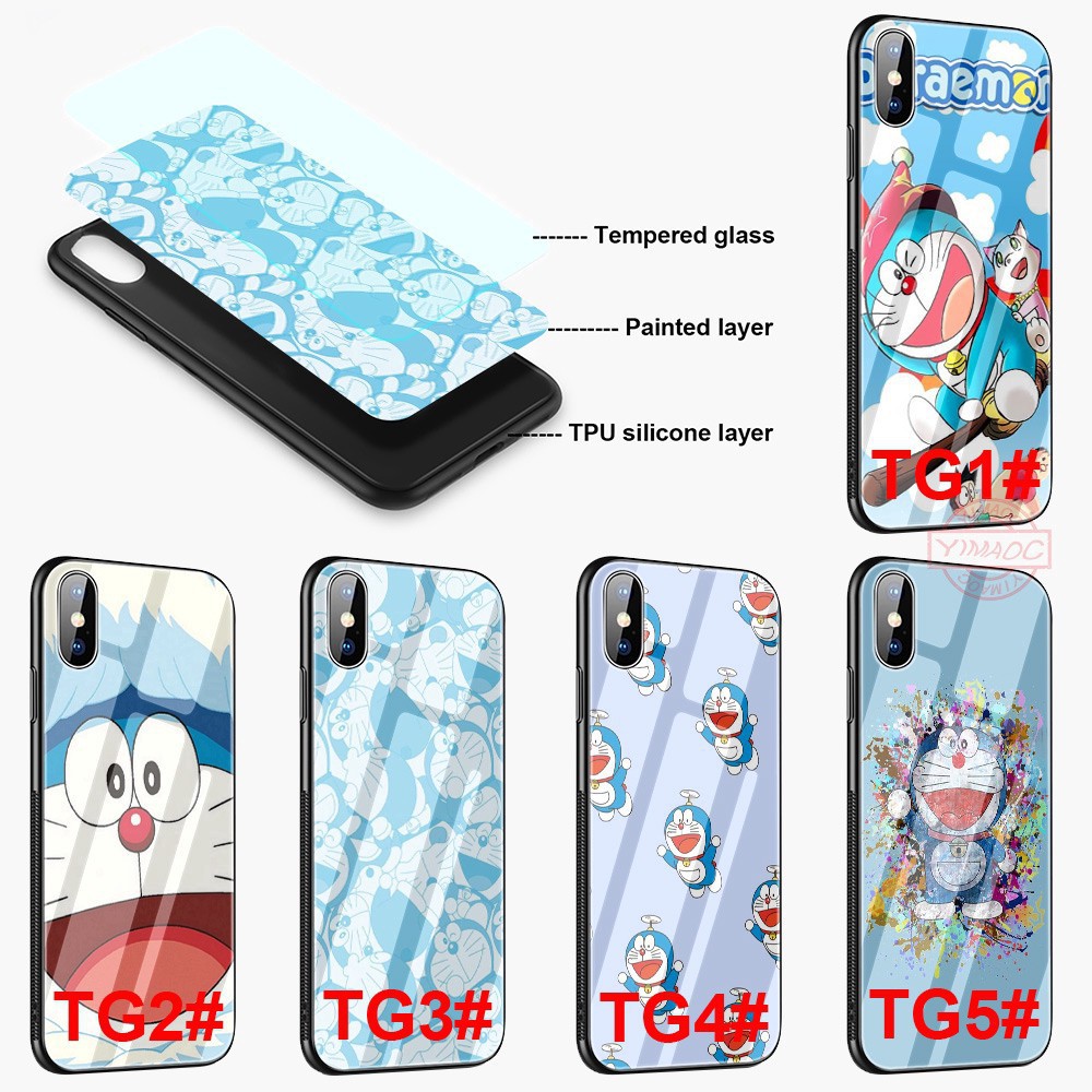 💕HOT💕 Ốp điện thoại mặt kính cường lực vẽ hình doraemon dành cho iphone 6/6s/6+/6s+/7/8/7+/8+/x/xs/xsmax/xr - A906