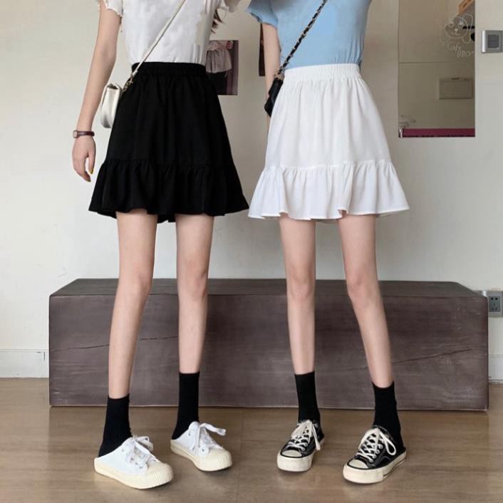 Chân váy ngắn 2 tầng xếp ly bồng bềnh ulzzang hai màu đen, trắng, chân váy ngắn 2 lớp vải voan (có video thật) 😍
