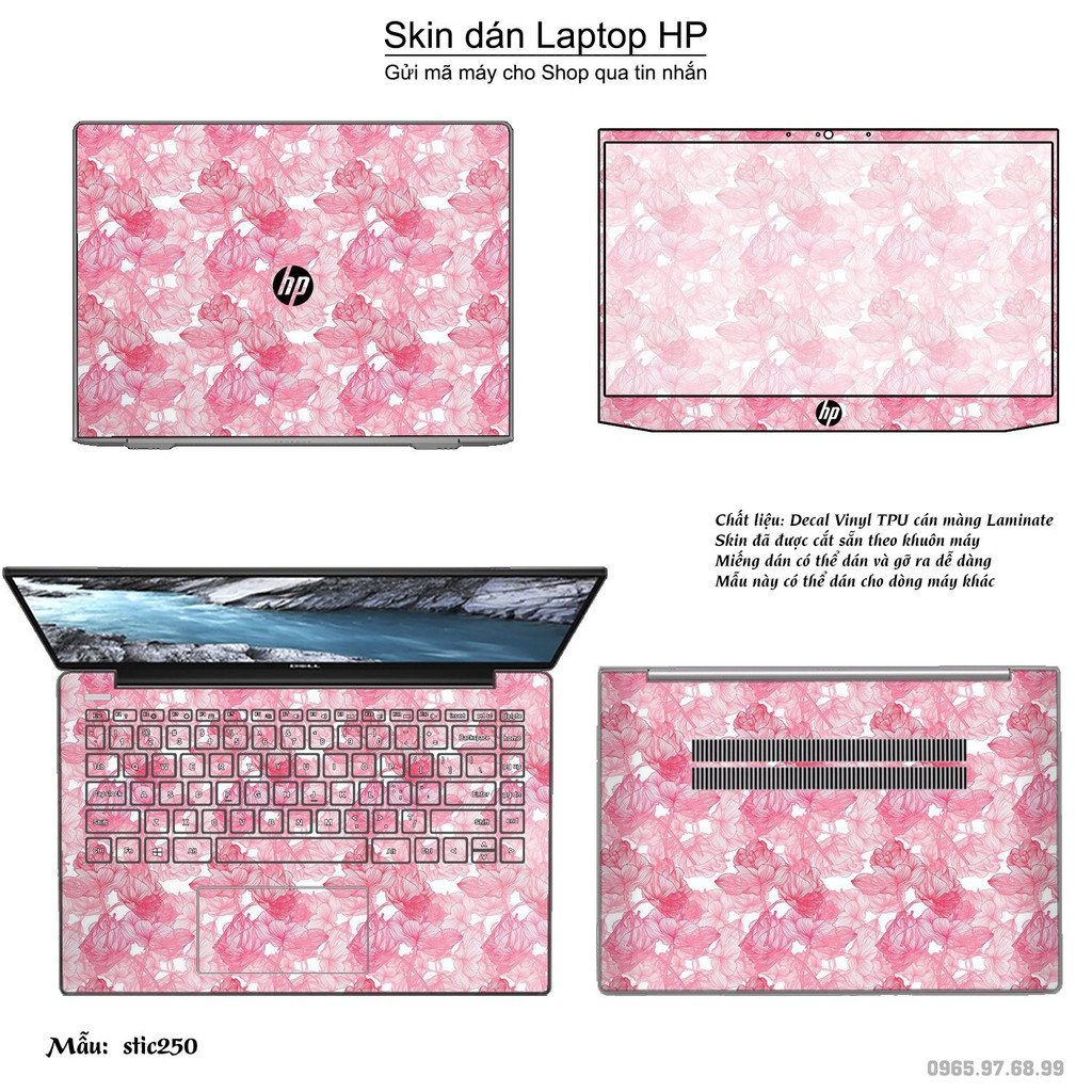 Skin dán Laptop HP in hình hoa hồng stic250 (inbox mã máy cho Shop)