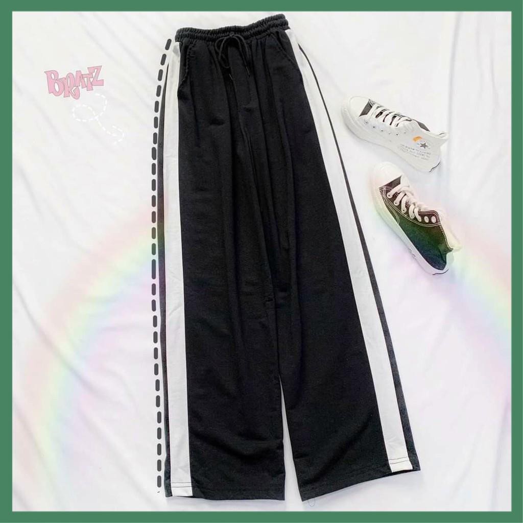 Quần Thun Dài Culottes Nữ 1 Sọc Ống Suông Rộng - La mode