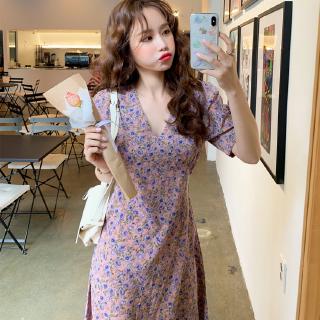 Đầm hoa phối ren phong cách Retro dễ thương cho nữ